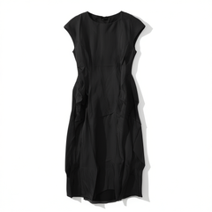 [044]M   Elegant Age-Defining True Silk Gaucho Crepe V-Neck Dress Designer Style Mulberry Silk Long Dress