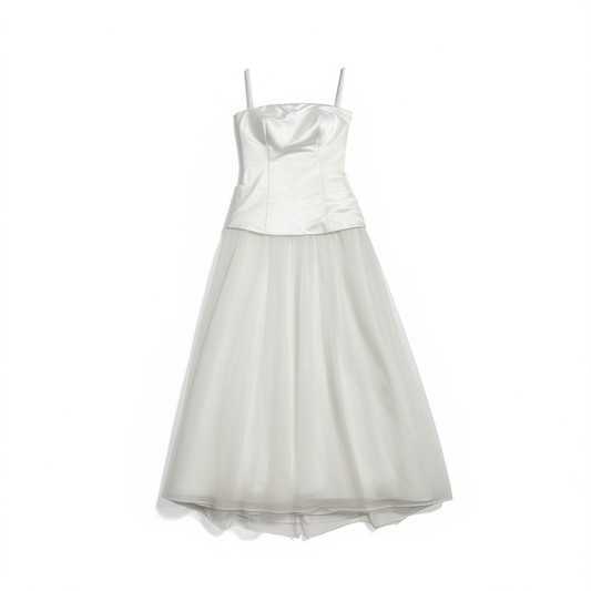 [926]GM   French high-end light wedding dress,  white strapless one-shoulder tulle ribbon halter banquet gown
