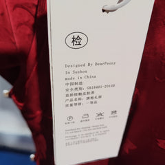 [950]GM   Retro Red Cheongsam Midi-Length Bride's Toast Dress Spring & Autumn Engagement Gown