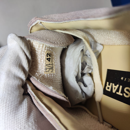[655]N New Custom Star-patterned Distressed Sneakers, Niche Canvas Shoes, Vintage Bread Shoes for Men and Women, Thick-soled Pink Trendy Brand