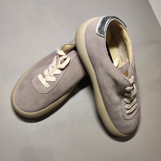 [655]N New Custom Star-patterned Distressed Sneakers, Niche Canvas Shoes, Vintage Bread Shoes for Men and Women, Thick-soled Pink Trendy Brand