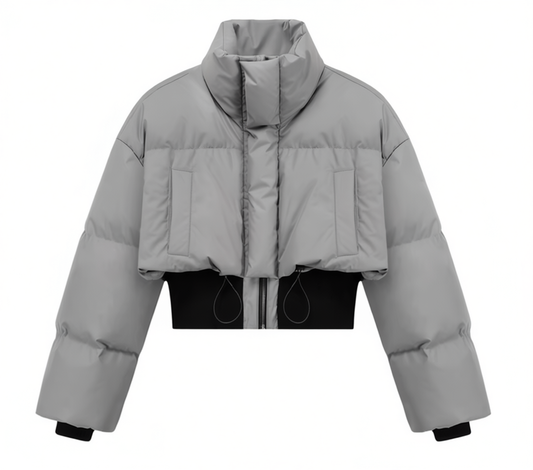 [154]MM  Niny JIA Women's Autumn-Winter New Arrival Stand-Up Collar Down and Cotton Coat Designer-Style Short-Length Personalized Stylish Drawstring Jacket