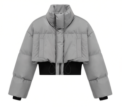 [154]MM  Niny JIA Women's Autumn-Winter New Arrival Stand-Up Collar Down and Cotton Coat Designer-Style Short-Length Personalized Stylish Drawstring Jacket