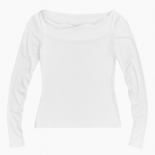 [298]GS    MYONYOU Original Indie Design White Off-Shoulder Slimming Long-Sleeve One-Shoulder Top for Cool Girls