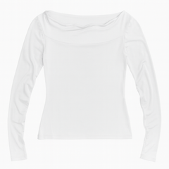 [298]GS    MYONYOU Original Indie Design White Off-Shoulder Slimming Long-Sleeve One-Shoulder Top for Cool Girls