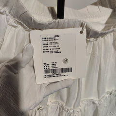 [992] Meiyang MEIYANG 【In Stock】 Lily of the Valley Skirt - Elastic Waist Ruffle Hem Embroidered Flared White Dress - Friday