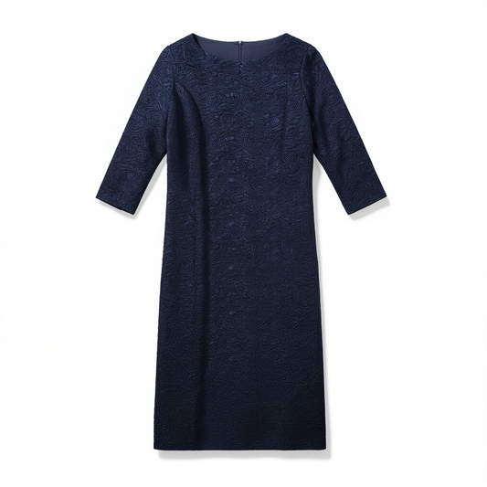 [912]GM   Ink wash design a-line skirt autumn new series simple figure-flattering embellished dress with textural jacquard luxury noble lady elegance