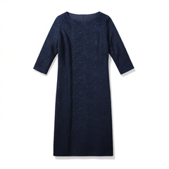 [912]G   Ink wash design a-line skirt autumn new series simple figure-flattering embellished dress with textural jacquard luxury noble lady elegance