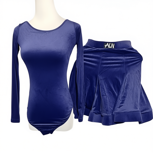 [744]M   Elangna Girls' Latin Dance Costume Premium Velvet Professional Competition Compulsory Practice Outfit Set