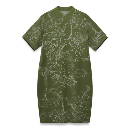 [024] [New Chinese Style] EIN Yanmei Retro Dopamine Jacquard Qipao Knit Dress Women Summer New Arrival