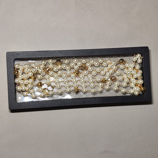 [252]GM   Vintage Glazed Pearl Long Necklace / Classic Sweater Chain Necklace with Multiple Ways to Wear