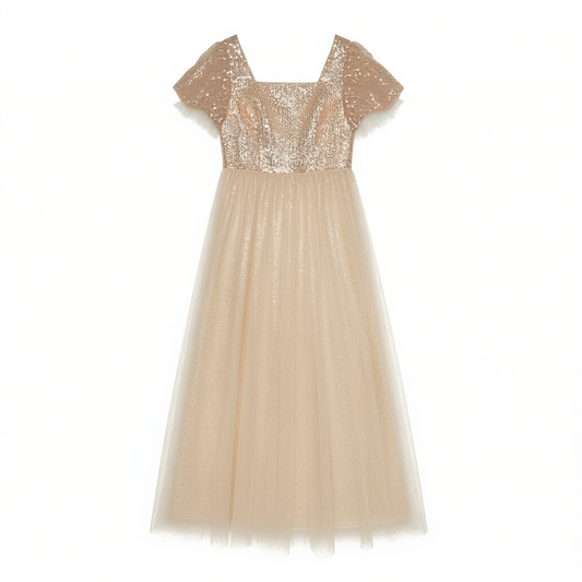 [934]MM  2025 New Collection Evening Gown Banquet French High-end Style Light Luxury Niche Elegance Host Performance Costume Champagne Color Women's