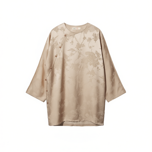 [743]GG     Chinese Literary Vintage Improved Chinese Style Silk Brocade Satin Oblique Collar Round Neck Jacket Tang Suit Women's Top
