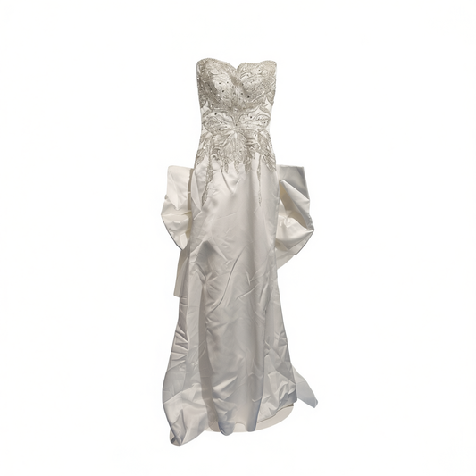 [321]NM  Satin Light Wedding Dress, Strapless Engagement Dress, Mermaid-style Bridal Send-off & Toast Gown