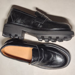 [073]GM    Super comfortable~ Women's genuine leather thick soled loafers with high heel increase in height, British style small leather shoes
