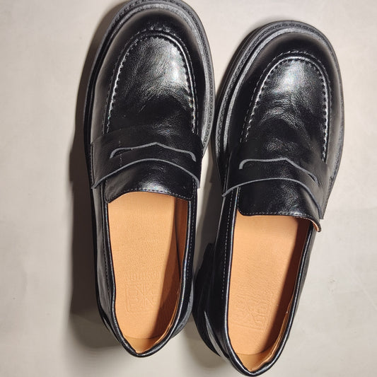 [073]GM    Super comfortable~ Women's genuine leather thick soled loafers with high heel increase in height, British style small leather shoes