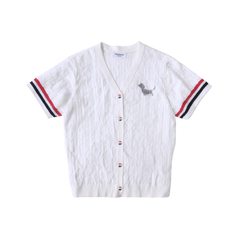 [396]GM  V-neck knit shirt short-sleeve T-shirt spring/summer new versatile youthful color-block