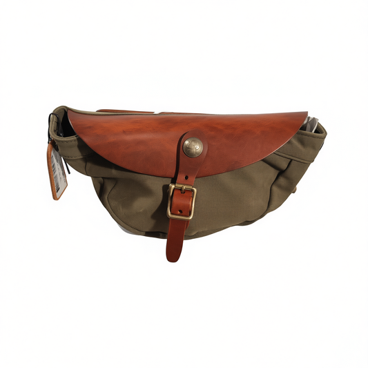 [354]GM    Japanese canvas with thickened top-grain leather single-shoulder crossbody bag, small chest bag, retro casual dumpling-style bag for men and women