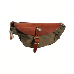 [354]GM    Japanese canvas with thickened top-grain leather single-shoulder crossbody bag, small chest bag, retro casual dumpling-style bag for men and women