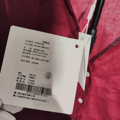 [603]G   Meiyang MEIYANG [In Stock] Red Flax Shirt with Sesame Pattern, Angora Red ~ French Resort Style Long-Sleeved Shirt