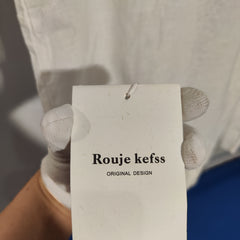 [540]N Rouje Kefss French Elegant Short-Sleeved Shirt Women's Summer New High-End Slim Cotton and Linen Babydoll Top