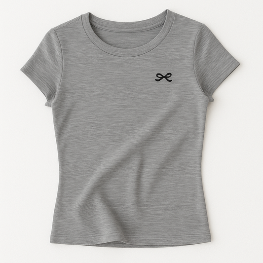 [321]MS Nanyou Shenzhen Light Luxury High-End Products Gray Short Sleeve Crew Neck T-Shirt Women Summer Unique Extremely Stylish Top Trendy