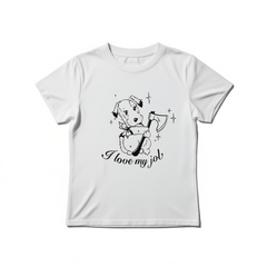 [266]NG    Three-color Cotton Regular-shoulder Puppy Print T-shirt