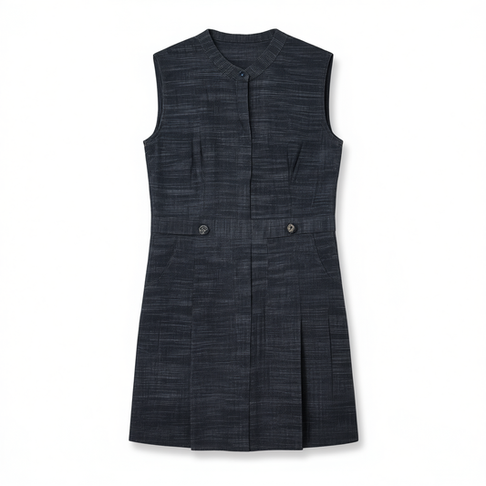 [012]GM   Faux Denim Tweed High-Intelligence Girl Collar Dress