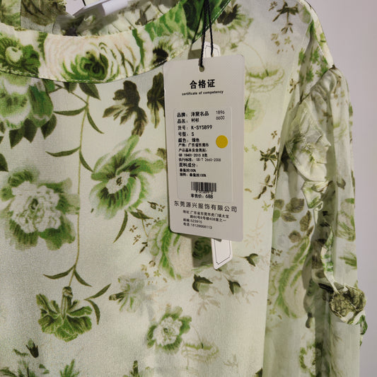 [386] [Carnival Price] Women's Floral Silk Shirt 2025 Spring New Ruffle Trim French Chic Elegant Top Premium Mulberry Silk Blouse