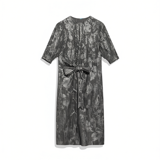 [237]GM    Summer Tie-Waist Printed Knot Dress for Women, New Chinese Style National Trend Retro Long Dress