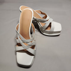 [941]G  Uncle Bear Handmade Women's Shoes 11.5cm Waterproof Platform Thick Heel High Heel Sandals 2025 Slippers Top Layer Cowhide Off-White