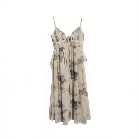 [792]N Chen Jianan NNS [Ruhua Jiangnan] New Chinese Style Elegant Ink Tie-Dye Print Halter Dress