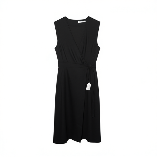 [837]NM  Instantly become an elegant goddess! linen blend sleeveless wrap cod-fastened belt dress irregular elegant