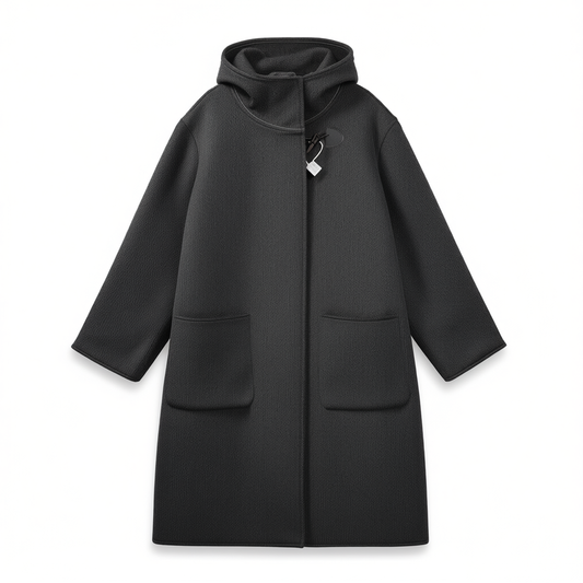 [052]G     Women's Mid-Length 2024 New Collection Autumn and Winter High-End Hooded Double-Faced Wool Gabardine Coat