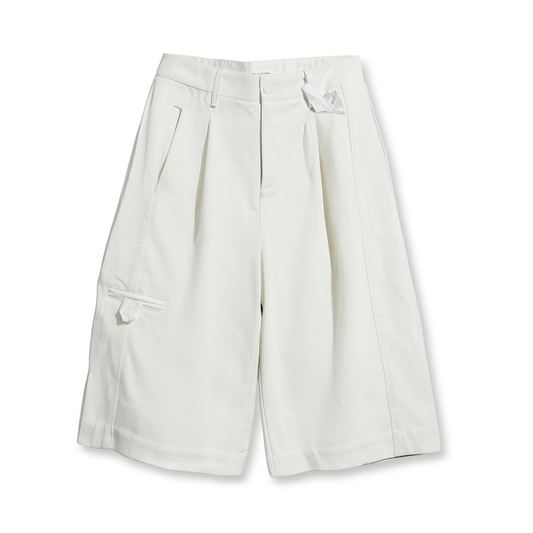[163]GG    Old money style long-staple cotton straight-leg A-line seven-point pants