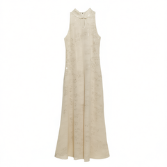 [835] ReVe Haute Couture [Lanling Princess] Sequin Waist-Cinching Slip Dress for Women, Chiffon Engagement Toast Dress, New Chinese Style Cheongsam