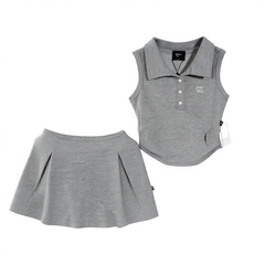 [016]N MuuRos American Sweetheart Summer Sports Gray Preppy Skirt Set Women's Summer Outfit Shorts