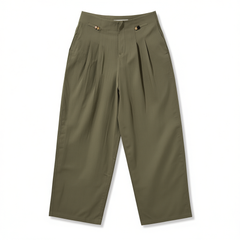 [921]G   UNSPOKEN Women's Wide-Leg Trousers with Bow Ties, Summer 2025 New Arrival, Loose Fit, Double Pleats, Drapey Casual Pants