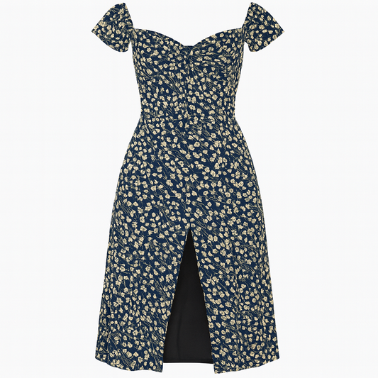 [344]MS French Reformation Tea Dress Exquisite Seaside Beach Long Flowing Vintage Floral Women's Dress