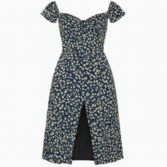 [344]MS French Reformation Tea Dress Exquisite Seaside Beach Long Flowing Vintage Floral Women's Dress