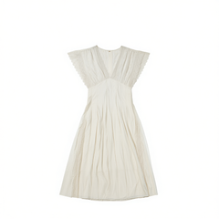 [457]N Chen Jianan NNS [Pure White Goddess Dress] 60-Count Lyocell Tencel Heavy-Lace Accented Waist Cinching Dress