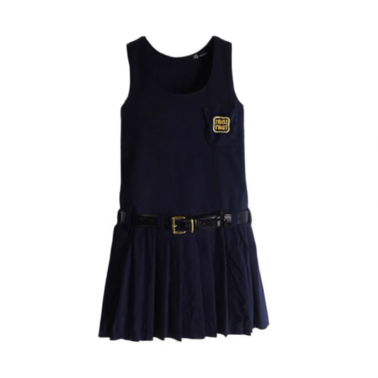 [148]GG    High-End Preppy Style Letter Embroidery Pleated Sleeveless Dress for Petite Women Strapless Bodysuit