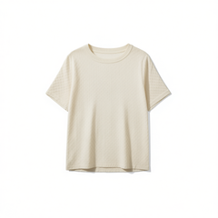 [744] Exquisite Casual Street Style! 19 Micro Silk Brocade Cloque Women's Short Sleeve Summer Fashion Versatile Top