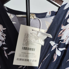 [811]G    [Mega Deal] Ms. He Si's Chinese-Style Printed Modern Cheongsam 2025 New Navy Blue Bodycon Mini New Chinese-Style Dress