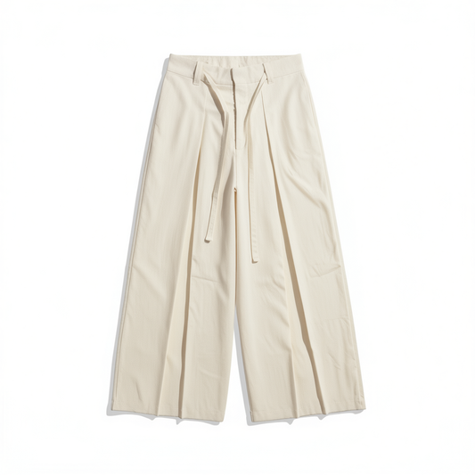 [331]G    ilessisWANG Summer Imported Lenzing Casual Tencel Linen Herringbone Lightweight Wide-Leg Pants for Women