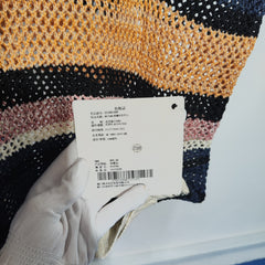[752] MEIYANG Colorful Knit Vest - Hollow-out Jacquard Striped Round Neck Versatile Layering Vest - Thurs