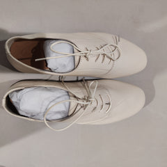 [060]G   By Koufansha 2025 Spring New Comfortable Women's Single Shoes Genuine Leather Flat Shoes Lace-Up White Small Leather Shoes