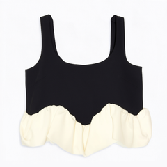 [555]GG     Plaid Placket Exposed Back Slim-fit Cloud-shaped Design Suspender Vest