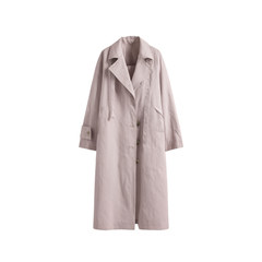 [845]GG     Cotton Relaxed Style Stand-Collar Designed Trench Coat Mid-Length Loose Casual Coat for Women Spring