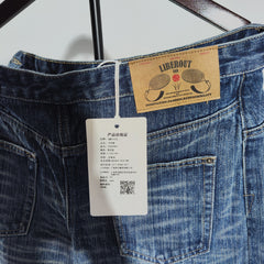[366]G   SMIIILE Vintage Washed Loose Mid-Low Rise Wide-Leg Jeans for Women, Spring/Summer Side-Button Striped Straight长裤